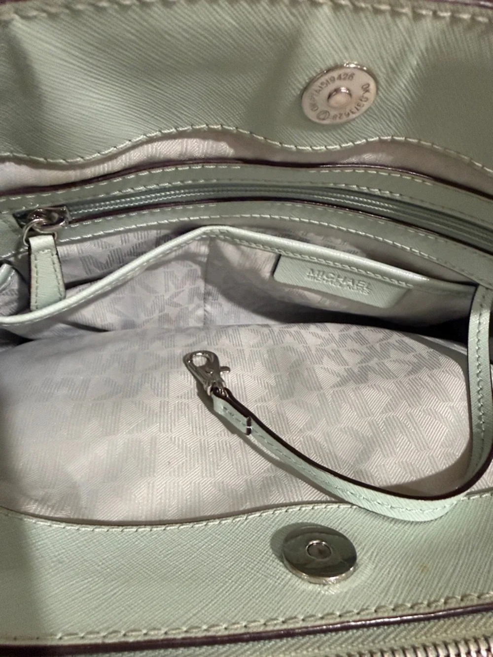 Michael Kors Pale Blue Saffiano Leather Satchel Michael Kors Handbag MK Purses